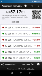 Aurumcoin Wallet for Android devices